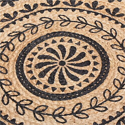 Ixil Tapis rond en Jute 120 cm - Nature et Noir