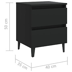 vidaXL Table de chevet noir 40x35x50 cm bois d'ingénierie pas cher