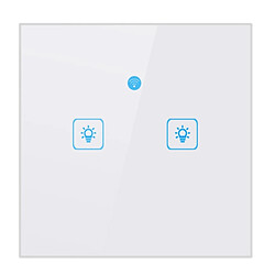 Wewoo WS-EU-02 EWeLink APP & Touch Control 2A Interrupteur mural intelligent avec panneau en verre trempé, 2 voies, 2 voies, CA 90V-250V, EU Plug