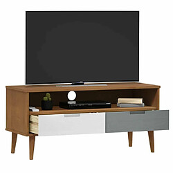 Avis Maison Chic Meuble TV scandinave - Banc TV pour salon MOLDE Marron 106x40x49 cm Bois de pin massif -MN45869