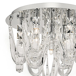 Luminaire Center Plafonnier Roxanne cristal et chrome poli 7 ampoules