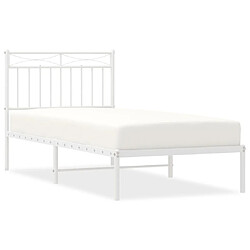 Maison Chic Lit adulte - Cadre de lit métal avec tête de lit,Structure du lit Contemporain pour chambre blanc 90x200 cm -MN60272