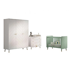 VIPACK Billy set commode Armoire blanc Lit Bébé vert