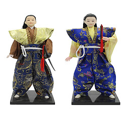 Poupée Japonaise Kimono hanbok Geisha Kokeshi 12inch Poupée Samouraï Japonaise Mini Figurine Cadeau d'anniversaire pour Enfant (2 Pièces)