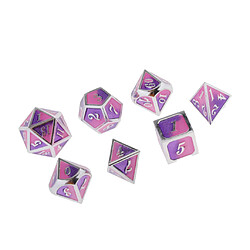 Avis Jeu de 7 dés en métal polyédrique pour D u0026 D Pathfinder RPG Jeu Rose Pourpre