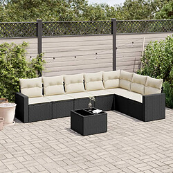 vidaXL Salon de jardin 8 pcs avec coussins noir résine tressée 