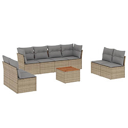 vidaXL Salon de jardin avec coussins 9 pcs beige résine tressée