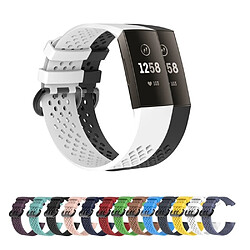 Shot Bracelet Sport pour FITBIT Charge 4 Taille L 105-133mm Grand Poignet Silicone (BLANC)