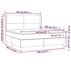 Acheter vidaXL Sommier à lattes de lit et matelas Gris foncé 160x200cm Velours