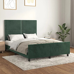 Maison Chic Cadre/structure de lit avec tête de lit pour adulte - Lit Moderne Chambre Vert foncé 140x200 cm Velours -MN23412