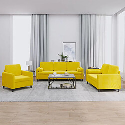 vidaXL Ensemble de canapés 3 pcs avec coussins jaune velours 