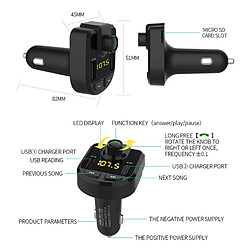 Avis Transmetteur Fm Véhicule Adaptateur Bluetooth Sans Fil Musique Mains Libres Noir + SD 32Go YONIS