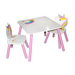 BUREAU AVEC CHAISE ENSEMBLE TABLE + CHAISES ENSEMBLE TABLE 55X55XH42CM ET 2 CHAISES 28X28XH27/54CM+Judy Wild