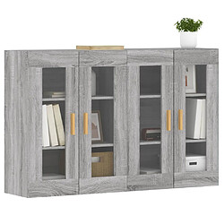 Avis Maison Chic Lot de 2 Armoires murales,Meuble de Rangement,Armoire Suspendue sonoma gris bois d'ingénierie -MN55829