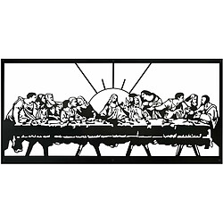 DEKORY La Cène Dernier repas du Christ Décoration Murale en Métal - 96x43 cm La Cène Dernier repas du Christ Décoration Murale en Métal, Art Mural Religieuse Noire - 96x43 cm