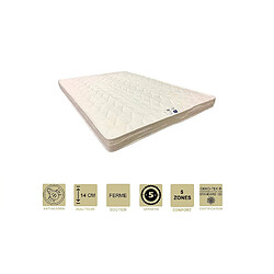 Provence Literie Matelas Ferme Mémoire de Forme 60 Kg/m3 130x190 x 14 cm + Oreiller Visco - 5 zones de Confort - Ame Poli Lattex Haute Résilience HD - Hypoallergénique 