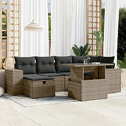 vidaXL Salon de jardin avec coussins 7 pcs gris résine tressée 