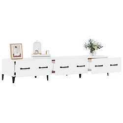 Maison Chic Meuble TV scandinave - Banc TV pour salon Blanc brillant 150x34,5x30 cm Bois d'ingénierie -MN94662 pas cher