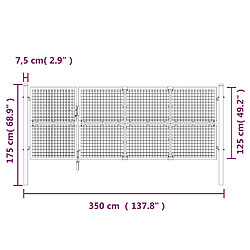 vidaXL Portal de jardin maille argenté 350x175 cm acier galvanisé pas cher