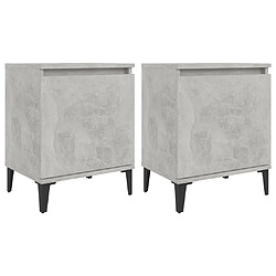 vidaXL Tables de chevet avec pieds en métal gris béton 40x30x50 cm