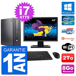 PC HP 600 G1 SFF Ecran 19" Intel Core i7-4770 RAM 8Go Disque 2To Windows 10 Wifi - Occasion