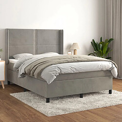 vidaXL Sommier à lattes de lit et matelas Gris clair 140x200cm Velours 