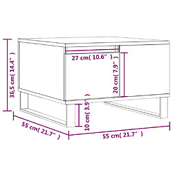 vidaXL Table basse sonoma gris 55x55x36,5 cm bois d'ingénierie pas cher