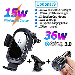 Universal Holder de chargeur de téléphone sans fil YH-15W, charge rapide, capteur intelligent, pour iPhone 12 11, Samsung S21 S20 