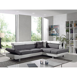 Bestmobilier Lisbona - Canapé d'angle droit convertible - 5 places - avec têtières Lisbona - Canapé d'angle droit convertible - 5 places - avec têtières - Blanc / Gris