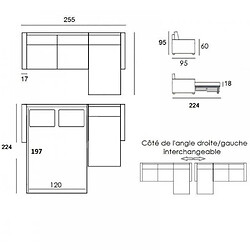 Acheter Inside 75 Canapé d'angle express 120 IMPERIAL matelas 22 cm sommier métal Microtweed Enjoy beige