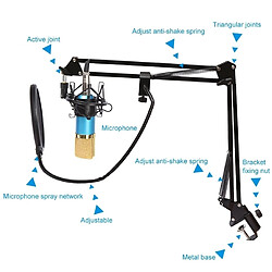 Acheter Wewoo Microphone à condensateur Mic Kit avec bras de ciseaux à suspension réglable, fixation choc & filtre anti-pop double couche, pour enregistrement en studio, diffusion en direct, live show, KTV, etc. bleu