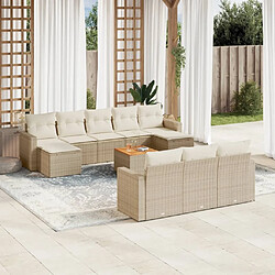 Maison Chic Salon de jardin 11 pcs avec coussins | Ensemble de Table et chaises | Mobilier d'Extérieur beige résine tressée -GKD43336