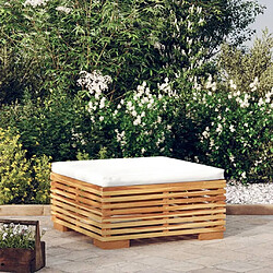 vidaXL Repose-pied de jardin avec coussin crème Bois de teck massif 