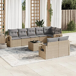 Maison Chic Salon de jardin avec coussins 9 pcs, Ensemble Tables et chaises de jardin, beige résine tressée -GKD461078