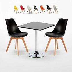 Ahd Amazing Home Design Table noire carrée 70x70cm Avec 2 Chaises Colorées intérieur bar café Nordica Mojito 