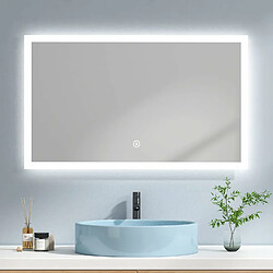 EMKE Miroir de salle de bain avec éclairage Miroir de salle de bain LED 100x60cm | Interrupteur Tactile | Lumière Blanche Froide/Chaude/Neutre