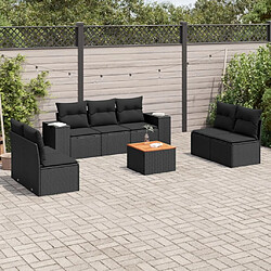 Maison Chic Salon de jardin 8 pcs avec coussins | Ensemble de Table et chaises | Mobilier d'Extérieur noir résine tressée -GKD15871