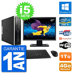 PC HP 8300 SFF Ecran 27" Intel i5-3470 RAM 4Go Disque Dur 1To Windows 10 Wifi - Occasion