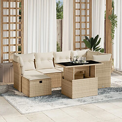 vidaXL Salon de jardin avec coussins 7 pcs beige résine tressée 