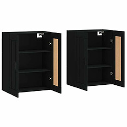 Acheter Maison Chic Lot de 2 Armoires murales,Meuble de Rangement,Armoire Suspendue noir bois d'ingénierie -MN63153