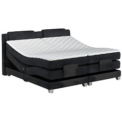 Avis Vente-Unique Ensemble complet boxspring tête de lit + sommiers relaxation électrique + matelas + surmatelas - 2 x 80 x 200 cm - Tissu - Anthracite - CASTEL de PALACIO