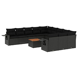 Maison Chic Salon de jardin 12 pcs avec coussins, Ensemble Tables et chaises d'extérieur noir résine tressée -GKD548246