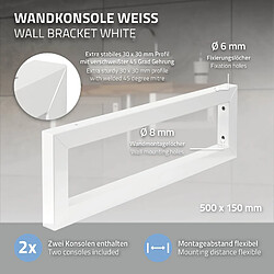 Avis ML-Design Set 2x Consoles Murales, 500x150x30 mm, Blanc, Acier, Design Flottant, Support d'Étagère pour Lavabo/Meuble/Table pour Salle de Bain/Chambre à Coucher, Réglable, Matériel de Montage Inclus