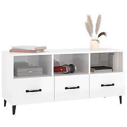 Acheter Maison Chic Meuble TV scandinave - Banc TV pour salon Blanc brillant 102x35x50 cm Bois d'ingénierie -MN14550