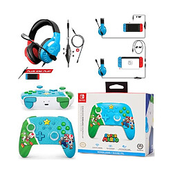 Power A CASQUE PC NINTENDO SWITCH ROUGE ET BLEU + Manette sans fil Bluetooth Améliorée Switch-Mario Super Star Friends