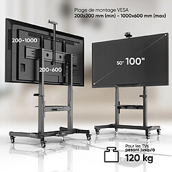 ONKRON Support TV Motorisé Electrique pour 50" - 100" TV, Meuble TV Escamotable de 120 kg - Chariot Support TV Inclinable VESA 200x200 - 1000x600/Meuble TV Roulette Hauteur Réglable TS1991E-B Noir