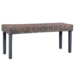 vidaXL Banc 110 cm Gris Rotin naturel kubu et bois de manguier massif