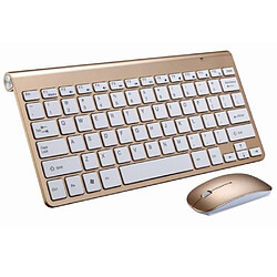 2.4G sans fil clavier et souris Mini multimédia clavier souris ensemble combiné pour ordinateur portable ordinateur portable Gold