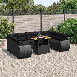 Maison Chic Salon de jardin 10 pcs avec coussins, Ensemble Tables et chaises d'extérieur noir résine tressée -GKD161174