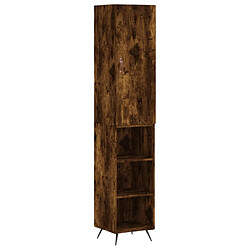 vidaXL Buffet haut Chêne fumé 34,5x34x180 cm Bois d'ingénierie